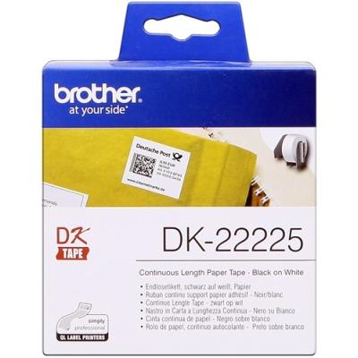 Brother DK22225 - Etiquetas Originales de Tamaño personalizado - Ancho 38mm x 30,48 metros - Texto negro sobre fondo blanco